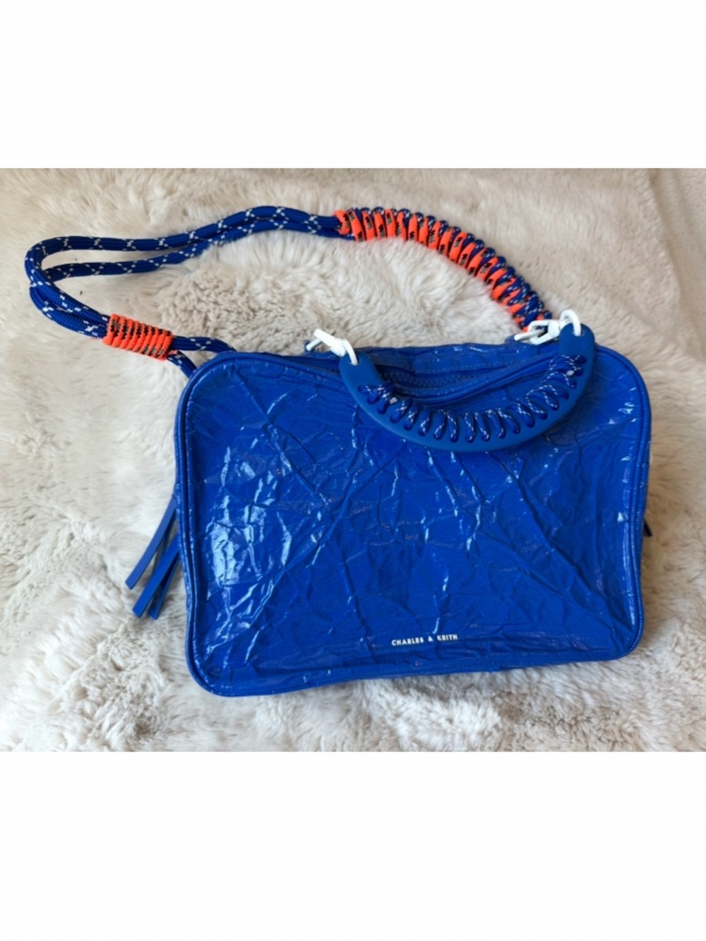 Charles & Keith Crinkled Patent Leather Bag. Excellent condition
